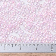 MIYUKI Round Rocailles Beads, Japanese Seed Beads, 11/0, (RR272) Pink Lined Crystal AB, 2x1.3mm, Hole: 0.8mm, about 1111pcs/10g(X-SEED-G007-RR0272)