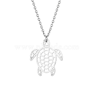 Stainless Steel Pendant Necklace, Origami Tortoise, Stainless Steel Color, 17.72 inch(45cm)(GO6660-1)