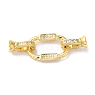 Oval Rectangle Rack Plating Brass Micro Pave Clear Cubic Zirconia Fold Over Clasps, Long-lasting Plated, Lead Free & Cadmium Free, Real 18K Gold Plated, 41mm, Hole: 1mm(KK-A225-11G)