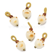 Natural Bodhi & Natural Agate Pendants, Cat Paw Print Charms, Real 14K Gold Plated, 28.5x13x11.5mm, Hole: 4x5mm(G-G008-01G)