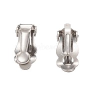 Tarnish Resistant 304 Stainless Steel Clip-On Earrings Findings, with Round Flat Pad, Stainless Steel Color, 16x7x6mm(X-STAS-Q185-01)