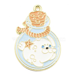 Golden Plated Alloy Enamel Pendants, Wishing Bottle Charm, Sea Dog, 33.5x22.5x1.5mm, Hole: 1.8mm(ENAM-L041-07G-05)