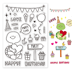 PVC Plastic Stamps, for DIY Scrapbooking, Photo Album Decorative, Cards Making, Stamp Sheets, Birthday Themed Pattern, 16x11x0.3cm(DIY-WH0167-56-515)