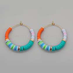 Bohemian Style Handmade Polymer Clay Heishi Beads Hoop Earrings for Girlfriend(VY5399-4)