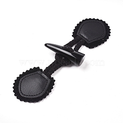 Resin Button, Imitation Leather Horn Toggle Button, Sewing Accessories, Black, 97x50x19mm(BUTT-WH0014-18A)