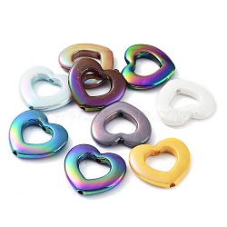UV Plating Opaque Acrylic Beads, Iridescent, Heart, Mixed Color, 26x29x5mm, Hole: 2.5mm(OACR-Z013-24)