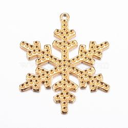 304 Stainless Steel Pendant Rhinestone Settings, Snowflake, Real 18K Gold Plated, 36x30.5x1.5mm, Hole: 1.5mm, Fit for 1mm Rhinestone(STAS-H380-07G)