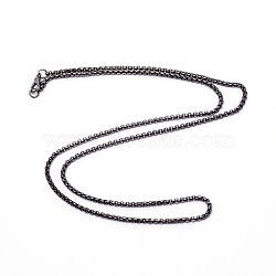 Iron Box Chain Necklace Making, with Lobster Claw Clasps, Gunmetal, 24.02~24.41 inch(61~62cm), 3mm(NJEW-WH0007-01C)