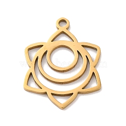 304 Stainless Steel Pendants, Laser Cut, Chakra Charm, Real 18K Gold Plated, Svadhisthana, 20.5x16x1mm, Hole: 1.5mm(STAS-M072-01E)