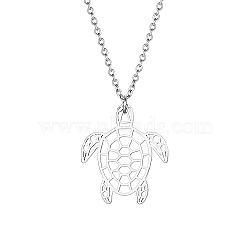 Stainless Steel Pendant Necklace, Origami Tortoise, Stainless Steel Color, 17.72 inch(45cm)(GO6660-1)