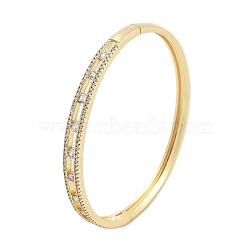 Rack Plating Brass Micro Pave Clear Cubic Zirconia Bangles for Women, Long-Lasting Plated, Lead Free & Cadmium Free, Real 18K Gold Plated, Clear, Inner Diameter: 2-1/8x2-3/8 inch(5.25x6.15cm)(BJEW-G730-04G)