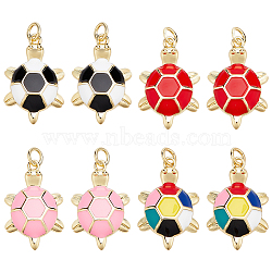 Nbeads 8Pcs 4 Colors Brass Enamel Pendants, with Jump Rings, Real 16K Gold Plated, Nickel Free, Tortoise, Mixed Color, 23x15x4mm, Jump Ring: 5x0.8mm, 3mm inner diameter, 2pcs/color(KK-NB0002-65)