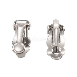 304 Stainless Steel Clip-On Earrings Findings, with Round Flat Pad, Stainless Steel Color, 16x7x6mm(X-STAS-Q185-01)