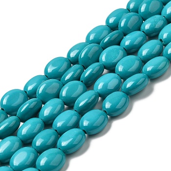 Natural Howlite Beads Strands, Dyed, Egg Shape, Turquoise, 9.5~10.5x7.5~8.5x5~5.5mm, Hole: 1.2mm, about 41~42pcs/strand, 15.59~16.26''(39.6~41.3cm)