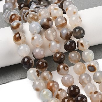 Natural Dendritic Agate Beads Strands, Round, 12mm, Hole: 0.8mm, about 33pcs/strand, 14.96''(38cm)