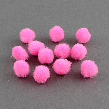 DIY Doll Craft Pom Pom Yarn Pom Pom Balls, Hot Pink, 10mm, about 2000pcs/bag