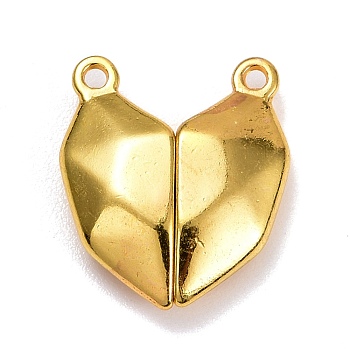 Alloy Heart Split Pendants, with Magnetic, for Couple Necklaces Bracelets Jewelry Making Gifts, Golden, 19.5x17x5mm, Hole: 1.6mm