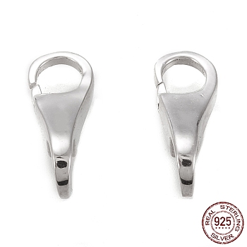 Rhodium Plated 925 Sterling Silver Lobster Claw Clasps, with 925 Stamp, Platinum, 14.5x6x5.5mm, Hole: 4mm