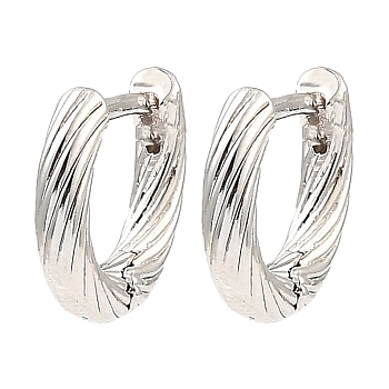 Brass Hoop Earrings, Twist Ring, Platinum, 11.5x13x2.5mm