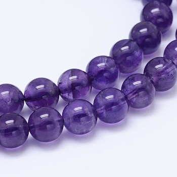Round Natural Amethyst Bead Strands, Above Grade AB, 5mm, Hole: 1mm, about 76pcs/strand, 15.74 inch