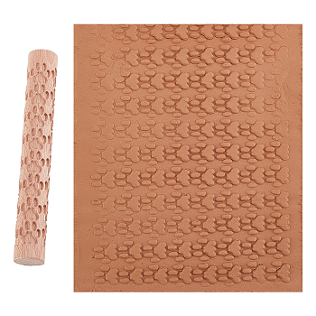 Beech Wood Ceramics Tool, Round Column, Footprint Pattern, 151x21mm