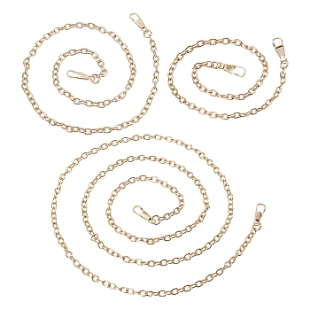 6Pcs 3 Styles Iron Curb Chain Bag Strap, with Clasps, for Bag Replacement Accessories, Golden, 2pcs/style