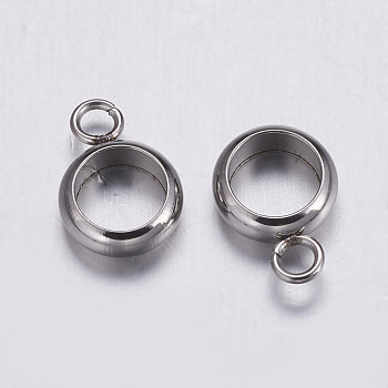 304 Stainless Steel Tube Bails, Loop Bails, Ring, Stainless Steel Color, 10x7x2.5mm, Hole: 1.6mm, Inner Diameter: 5mm