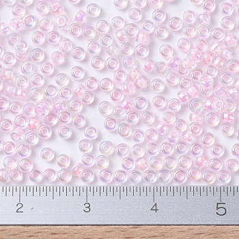 MIYUKI Round Rocailles Beads, Japanese Seed Beads, 11/0, (RR272) Pink Lined Crystal AB, 2x1.3mm, Hole: 0.8mm, about 1111pcs/10g