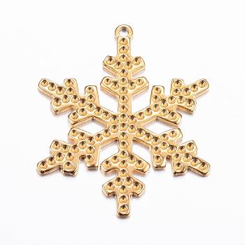 304 Stainless Steel Pendant Rhinestone Settings, Snowflake, Real 18K Gold Plated, 36x30.5x1.5mm, Hole: 1.5mm, Fit for 1mm Rhinestone