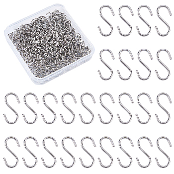 300Pcs 304 Stainless Steel S-Hook Findings, Stainless Steel Color, 14x5x1mm