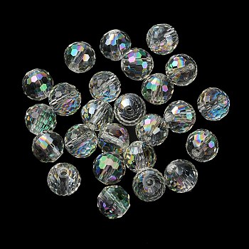 Half Rainbow Plated Glass Beads, Faceted Round, Dark Sea Green, 8x7mm, Hole: 1.5mm