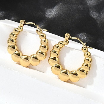 304 Stainless Steel Hoop Earrings for Women, Ion Plating(IP), Round, Real 18K Gold Plated, 24.5x24x4mm