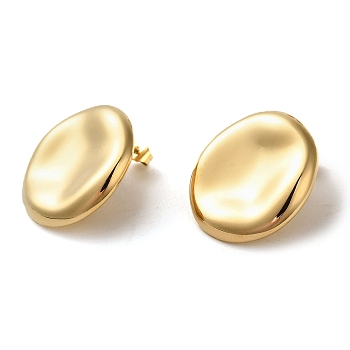 Vacuum Plating 304 Stainless Steel Stud Earrings, Oval, Golden, 24.5x24mm