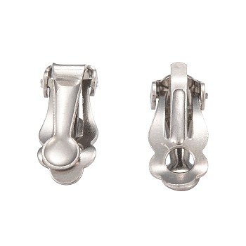 Tarnish Resistant 304 Stainless Steel Clip-On Earrings Findings, with Round Flat Pad, Stainless Steel Color, 16x7x6mm