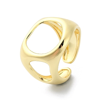 Rack Plating Brass Open Cuff Rings, Cadmium Free & Lead Free, Long-Lasting Plated, Real 18K Gold Plated, Inner Diameter: 17.8mm