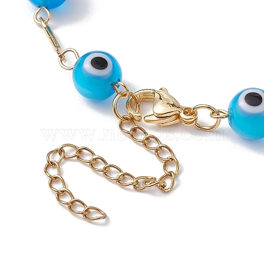 Lampwork Evil Eye Link Chain Bracelets(BJEW-JB10045-02)-4