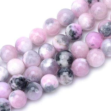 Violet Round White Jade Beads