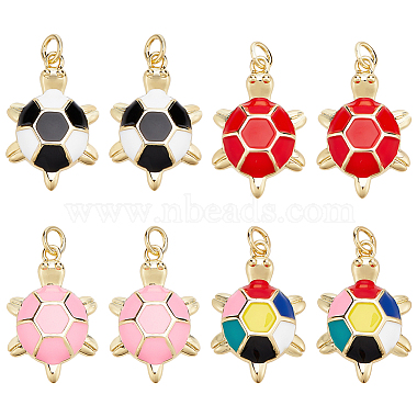 Real 16K Gold Plated Mixed Color Tortoise Brass+Enamel Pendants