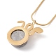 Natural Quartz Snake with Flat Round Pendant Necklace with 304 Stainless Steel Snake Chain(NJEW-K244-12G)-2