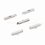 Iron Slide On End Clasp Tubes, Cadmium Free & Lead Free, Slider End Caps, Platinum, 5.5x13x4mm, Hole: 1mm, 3mm Inner Diameter(IFIN-R212-1.3cm-P)