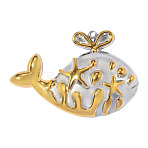 304 Stainless Steel Pendants, Whale Charm, Golden & Stainless Steel Color, 45x32mm, Hole: 2mm(STAS-OY019-25G)