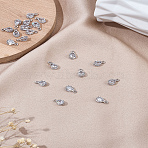 20Pcs Alloy Pendants, with Cubic Zirconia, Teardrop Charms, Platinum, 13x8x6mm, Hole: 1mm(ZIRC-LP0001-11P)