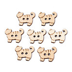 Cat Shape Wood Buttons, 2-Hole, Old Lace, 17x20.5x2mm, Hole: 2~2.2mm(BUTT-T013-13B)