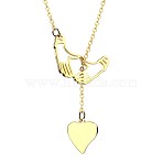 Simple and Stylish 304 Stainless Steel Lariat Necklaces, Sweater Chain Necklace for Women, Palm(WC5409-10)