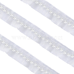 9Yards Polyester Organza Ribbons, with Imitation Pearl, Chiffon Ribbons, for Sewing Decoration, White, 1 inch(25mm)(DIY-ME0002-76)