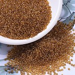 MIYUKI Round Rocailles Beads, Japanese Seed Beads, 11/0, (RR377) Sparkling Topaz Lined Light Topaz AB, 2x1.3mm, Hole: 0.8mm, about 1111pcs/10g(X-SEED-G007-RR0377)