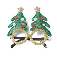 Christmas Plastic & Non-woven Fabric Glitter Glasses Frames, for Christmas Party Costume Decoration Accessories, Christmas Tree, 104.5x105.5x20mm(AJEW-E053-01D)