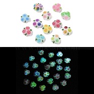 Luminous Resin Decoden Cabochons, Glow in the Dark, Triple Color Flower, Mixed Color, 9x9x3.5mm(RESI-K036-20)