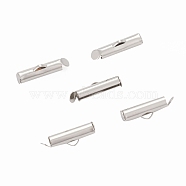 Iron Slide On End Clasp Tubes, Cadmium Free & Lead Free, Slider End Caps, Platinum, 5.5x13x4mm, Hole: 1mm, 3mm Inner Diameter(IFIN-R212-1.3cm-P)