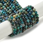 Natural Chrysocolla Beads Strands, Faceted, Round, 4mm, Hole: 0.8mm, about 99~101pcs/strand, 15.35''(39cm)(G-Z034-A03-03)